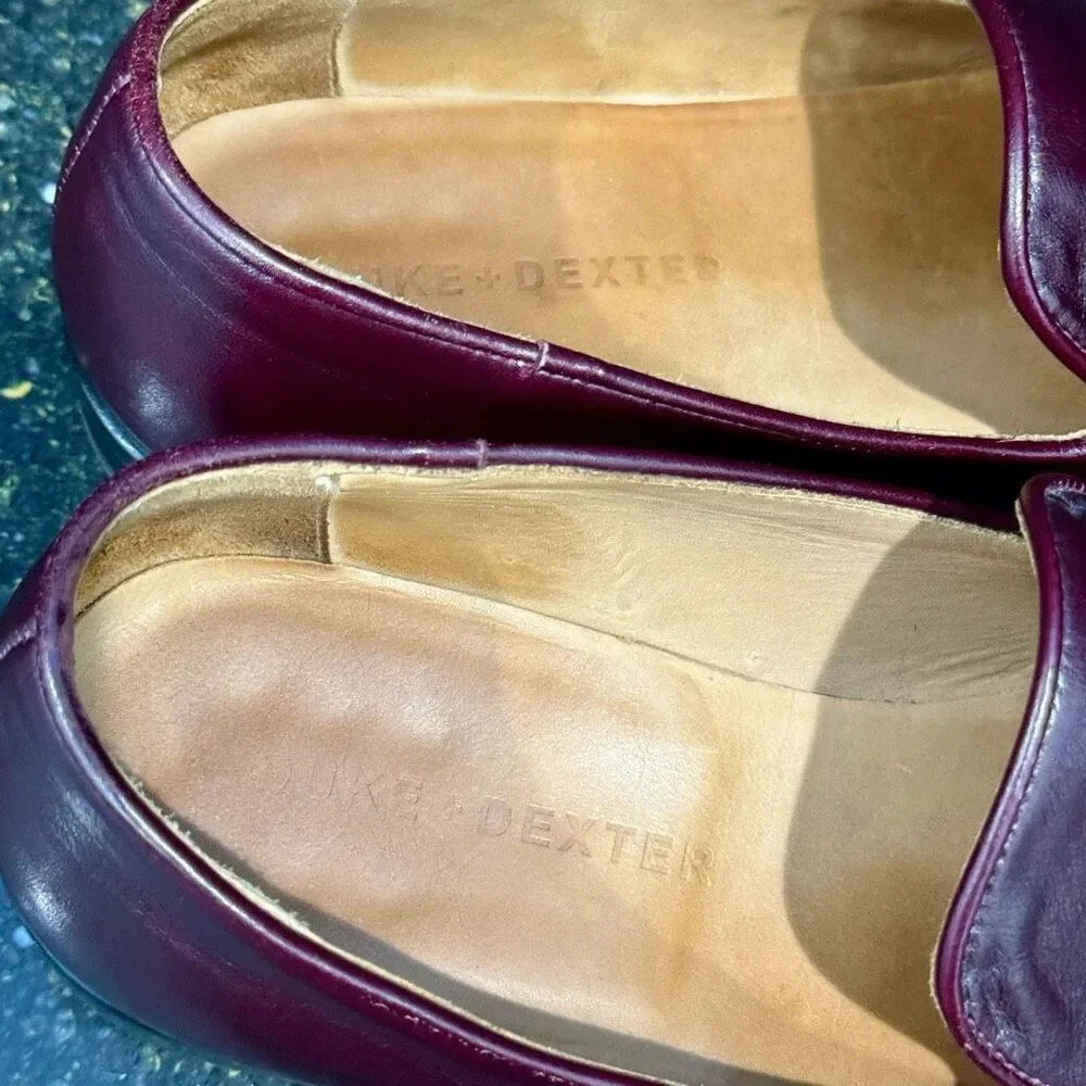 Duke + Dexter Cordovan Slip On Leather Loafers. Size 8.